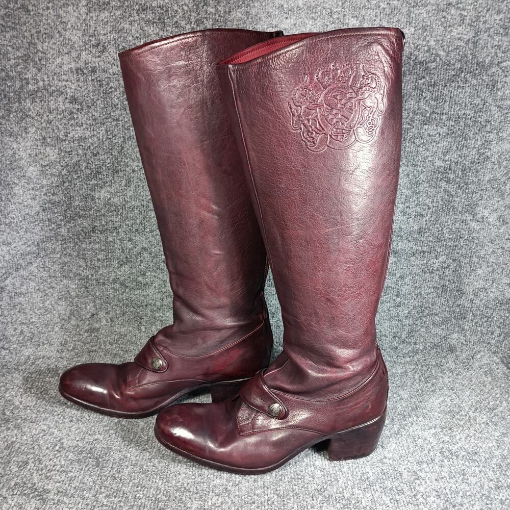 Alberto Fasciani Equestrian Boots Women 39.5 Burgundy Leather Knee High Italy